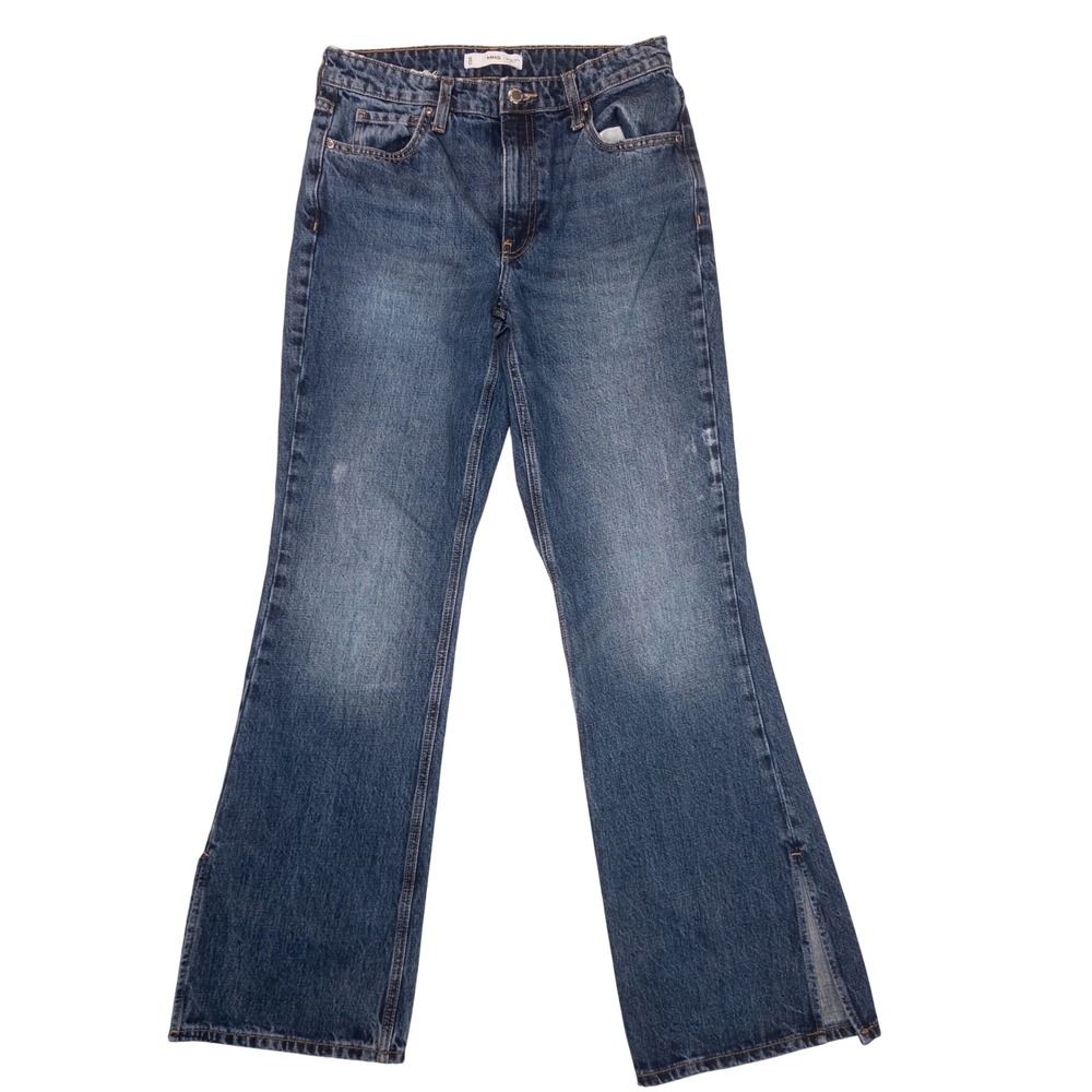 Mango Jeans Women 4 Blue Excellent Flare Split Hem High Rise Denim 37042517